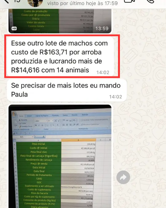 Mensagem de aluno