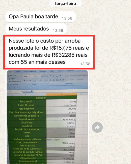 Mensagem de aluno