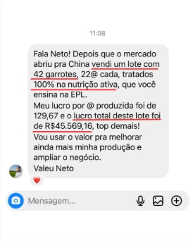 Mensagem de aluno