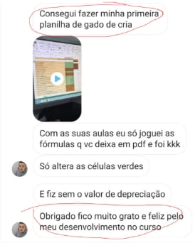 Mensagem de aluno